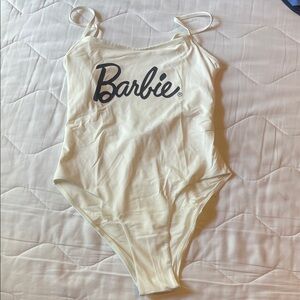Zara White One Piece Swimsuit with Bold Text